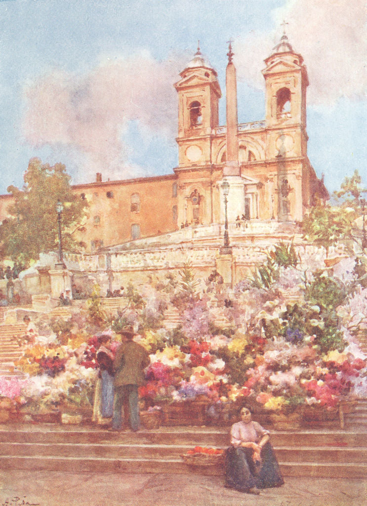 ROME. Spanish Steps, Piazza di Spagna 1905 old antique vintage print picture